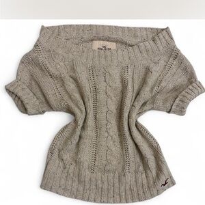 🤍 RARE Y2K Hollister Tan Cable Knit Off-Shoulder Sweater | Bella Swan Core✨